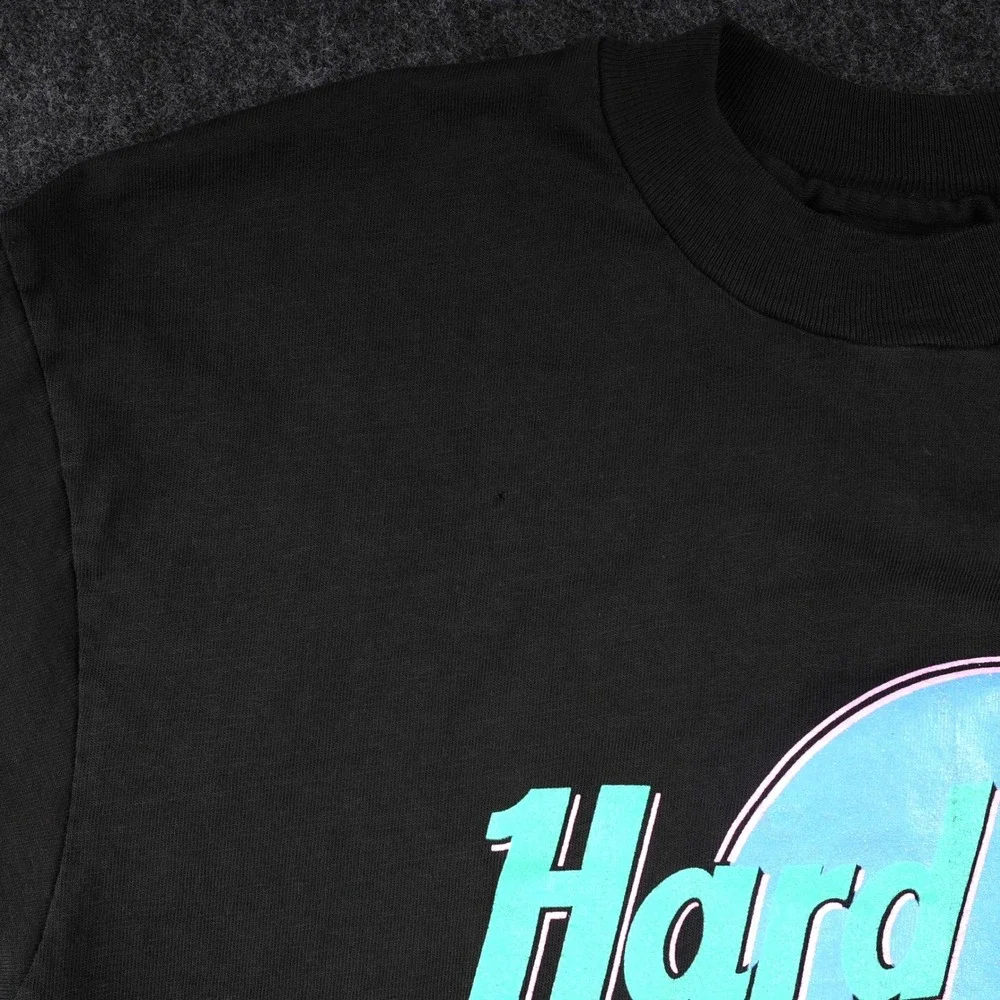 Hanes Beefy Hard Rock Cafe Orlando T-Shirt Mens L Black Fair Distressed 90s USA